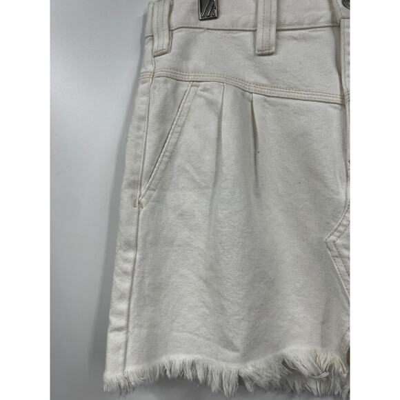 We The Free Free People Side Car White Denim Raw Hem Mini Skirt Size 26 - Picture 4 of 11
